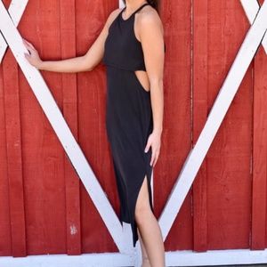 DARK CHARCOAL GREY TANK MIDI DRESS